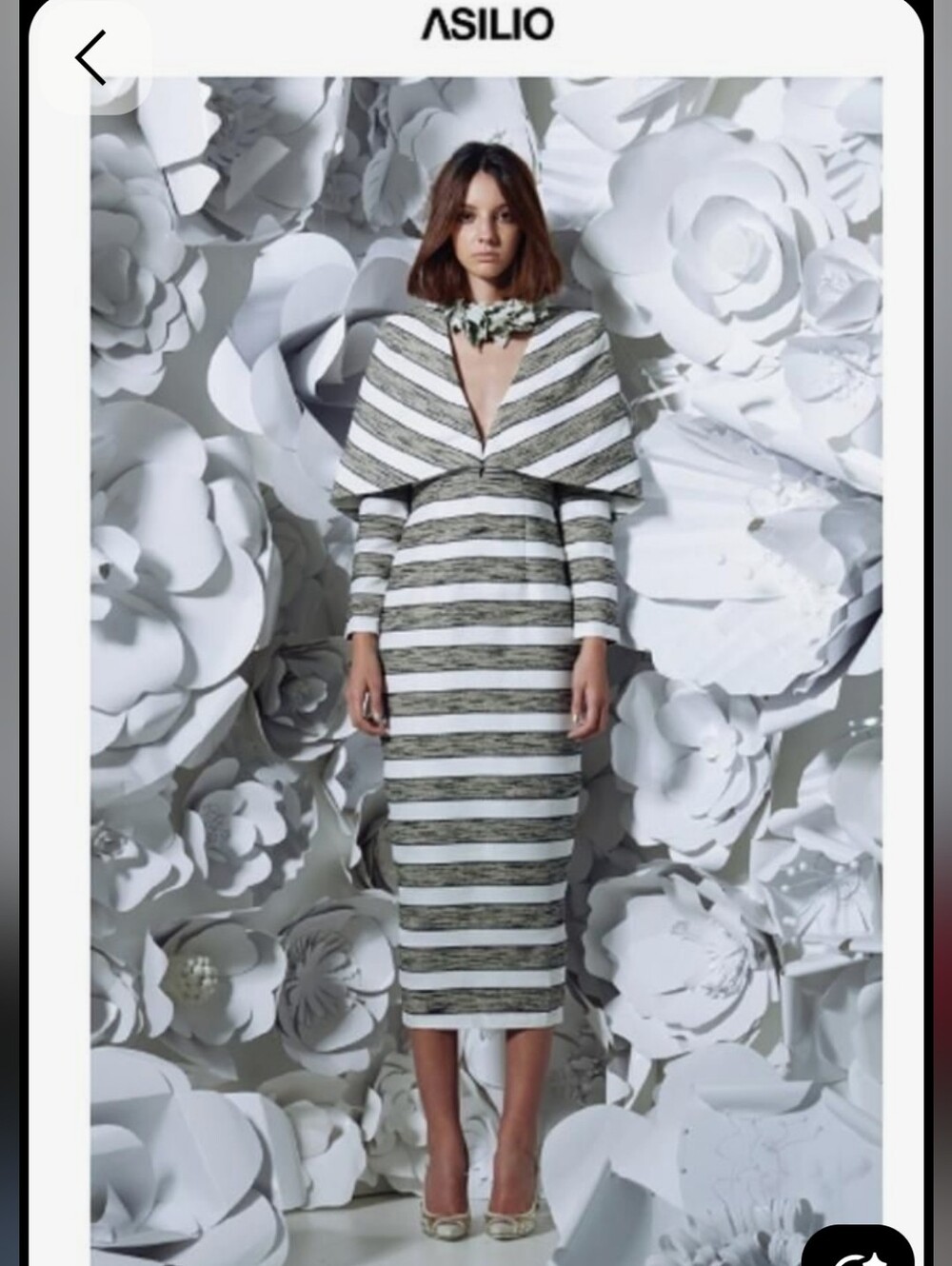 Asilio "Fear Of Fame" Striped Midi Dress in White and Olive
